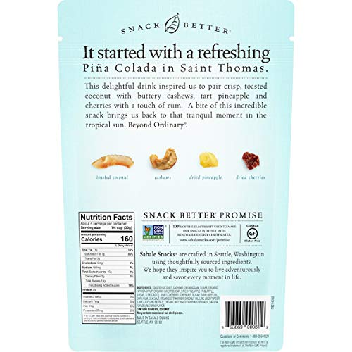 SAHALE SNACKS PINEAPPLE RUM CASHEW COCONUT SNACK MIX, 4.5 OUNCES