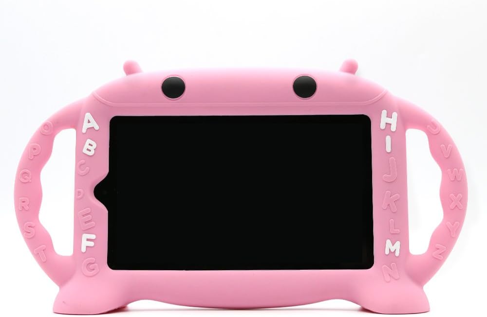 Fire 7 Case 2019, All-New Amazon Fire 7 Shockproof Silicone Kids Friendly Handle Stand Protective Cover Fits Fire 7" 2019/2017/2015 Tablet (Pink)