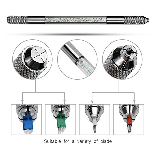 Tatto Manual Pen,Chartsea Double Head Microblading Permanent Makeup Eyebrow Tattoo Manual Pen (Blue) - Thumbnail 3