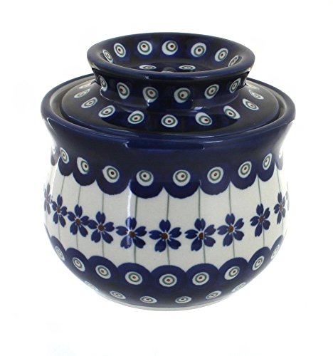 Click Here to See More Images Blue Rose Polish Pottery Flowering Peacock French Butter Dish