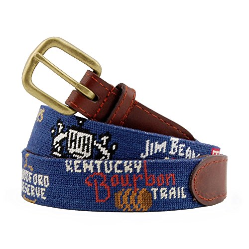 Smathers & Branson Men's Needlepoint Belt 36 Kentucky Bourbon Trail/Classic Navy