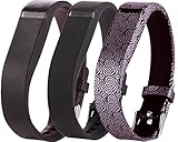 Moretek Smart Watch Band for Fitbit Flex Replacement Band with Chrome Clasp Accessory Wristband (Black/Brownyun/Browngrid 3)
