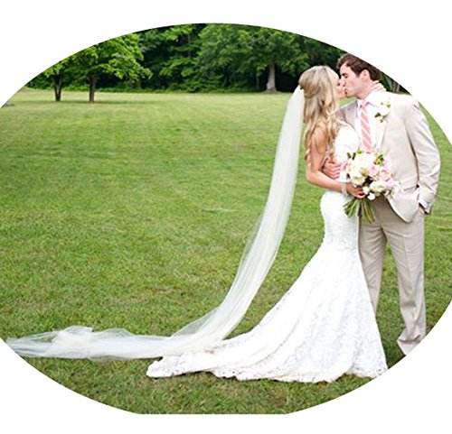 Anmor Tulle Sheer 1T Wedding Bridal Veils Cathedral for Bride with Comb Ivory