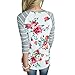 ZXZY Women Bohemian Crew Neck Striped 3/4 Sleeve Floral Print Shirt Blouse Tops