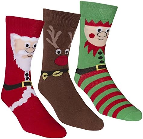 Adults 3 Pack of Christmas Socks - Santa, Reindeer, Snowman, Snowflakes, Beer