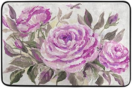 QQMARKET Beautiful Pink Roses and Dragonfly Door Mat Indoor Outdoor Floor Entrance Door Mats 23.6 x 15.7 inch