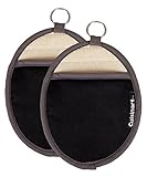 Cuisinart Silicone Oval Pot Holders and Oven Mitts - Heat Resistant, Handle Hot Oven / Cooking Items Safely - Soft Insulated Pockets, Non-Slip Grip and Convenient Hanging Loop- Black, Pack of 2 Mitts