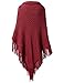 H2H Womens Classic Tassel Poncho Cape Shawls Batwing Knit Sweater Cloak BURGUNDY US ONESIZE/Asia ONESIZE (AWOSWSL01)