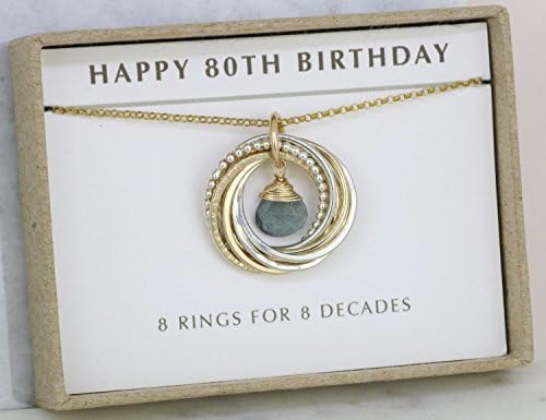 80th birthday gift for grandma, Aquamarine necklace for mom, 8th anniversary gift, March birthstone jewelry