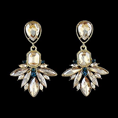 2015 New Arrival Brincos White Created Gemstone Gold Color Alloy Leaf Joyas Dangle Earrings for Women