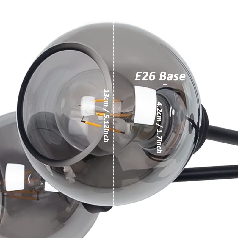 Condition photo showing New/Like New for yolsunes lighting fixture replacement globes top opening smokey black glass lamp shades, ideal for c