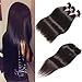 Unice Malaysian Straight Hair 3 Bundles with Free Part Lace Closure 100% Unprocessed Virgin Human Hair Extensions Natural Color 100g/pc (16 18 20+14Closure)