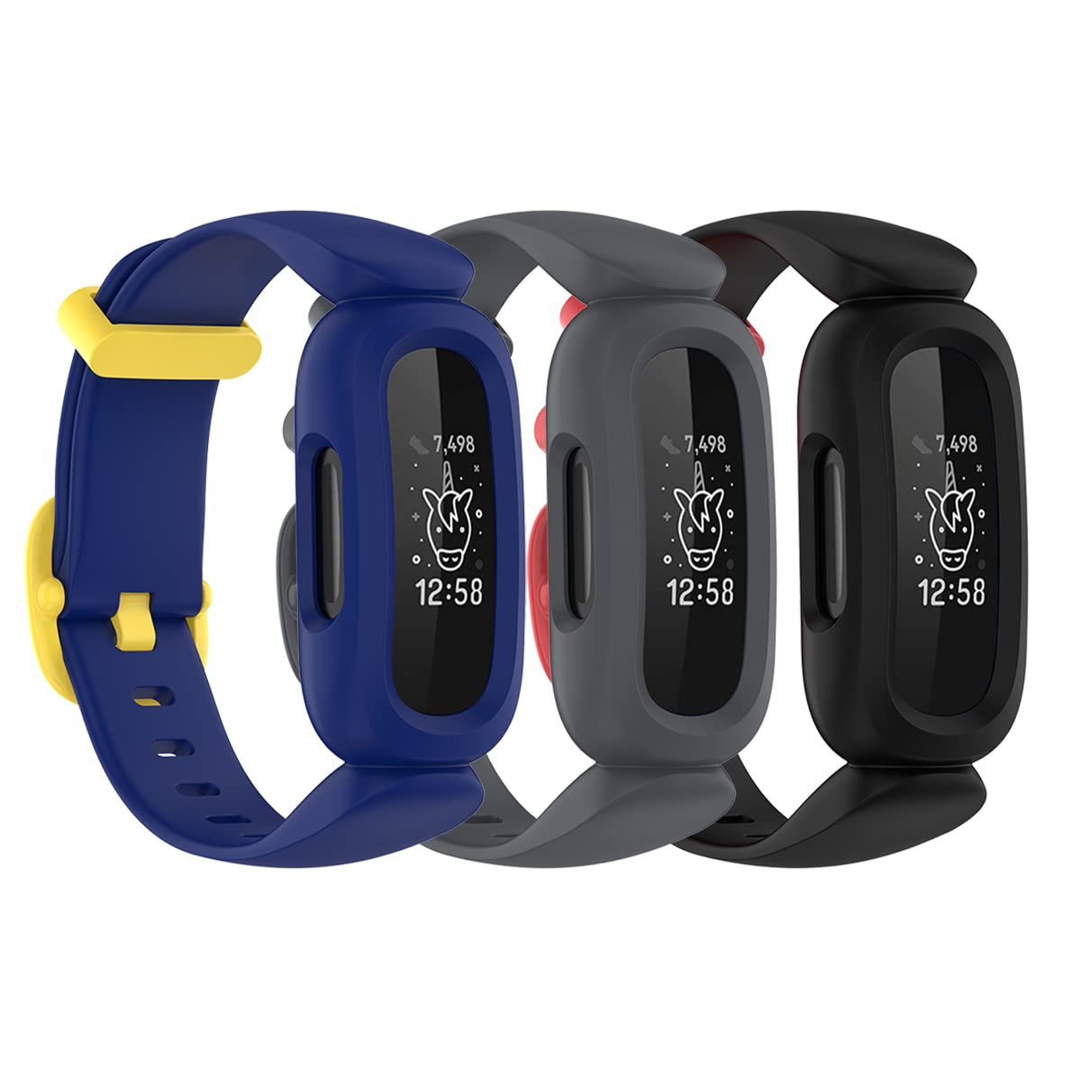 honecumi 3 Pack Ace Straps Compatible with Fitbit Ace 3 Watch Bands for Kids Children - Colorful Skin-Friendly Watch Strap Wristband Bracelet Replacement Accessory for Boy Girl Gift — image 1
