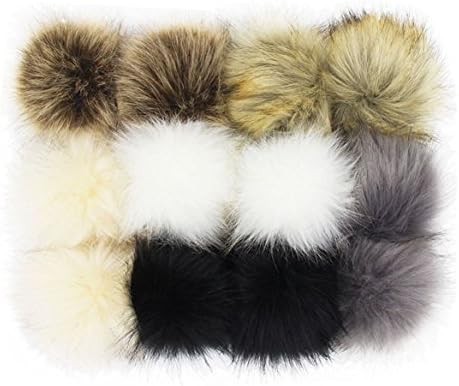 FUMNM DIY 12pcs Mix Colors Pompom Ball Faux Fox Fur Fluffy Pom Pom Ball for Hats Shoes Scarves Bag Charms Accessories