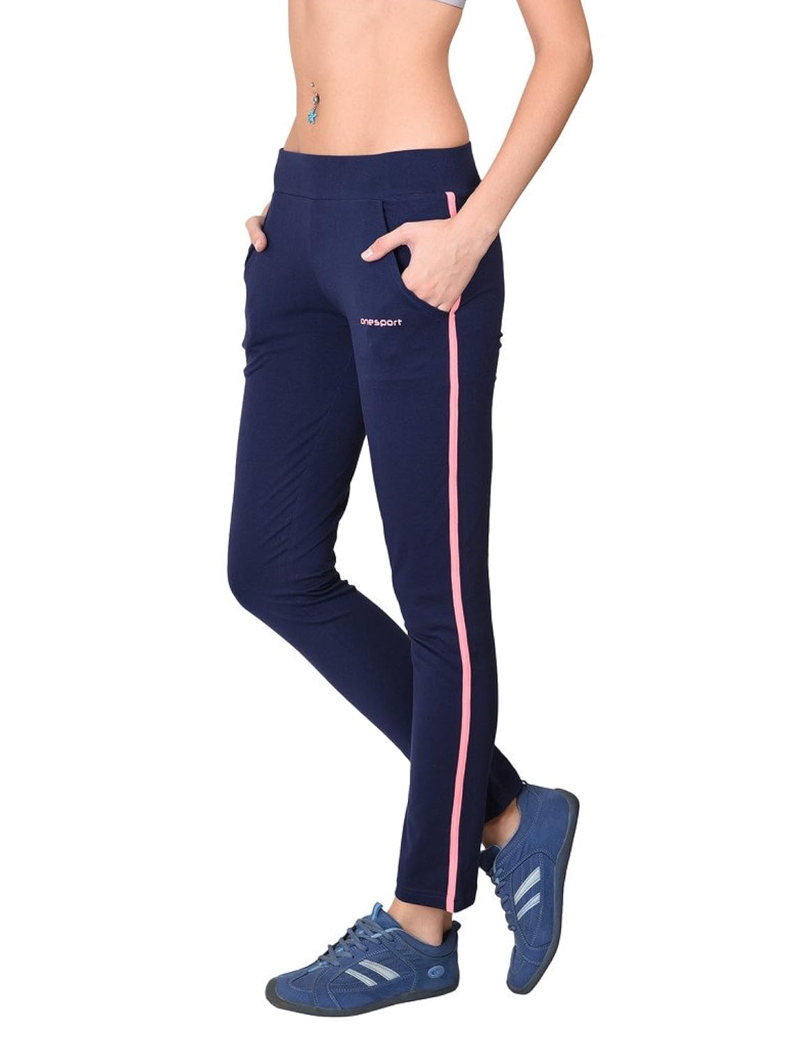 onesport women's cotton spandex jersey navy trackpants(onsp27ny-p)