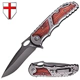 Spring Assisted Knife - Folding Knife - EDC and Tactical Pocket Knives Stainless Steel Blade with Wooden Handle Metal Clip - Best Urban Tourist Knife for Travel Hiking Survival - Grand Way 97010