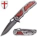 Spring Assisted Knife - Folding Knife - EDC and Tactical Pocket Knives Stainless Steel Blade with Wooden Handle Metal Clip - Best Urban Tourist Knife for Travel Hiking Survival - Grand Way 97010