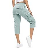 TBMPOY Womens Cargo Capris Lightweight Hiking Pants 6 Pockets Quick Dry Casual Outdoor Trip Loose Shorts Cropped Cotton