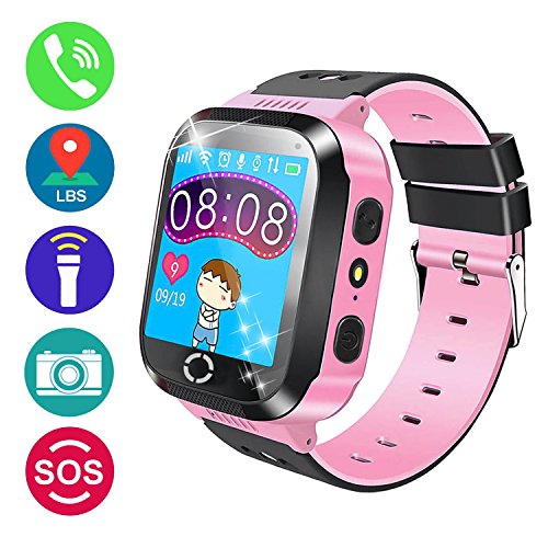 Kids Smartwatch with Camera, EiffelT Smart Watch With GPS Tracker Anti-Lost SOS Christmas Gift Watch for Girls Boys Children SmartWatch for iPhone Android Smartphone (Pink)