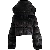 Colf Women's Winter Parka Coat Long Sleeve Faux Fur Coat with Hooded Warm Short Overcoat Jacket
