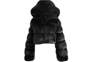 Colf Women's Winter Parka Coat Long Sleeve Faux Fur Coat with Hooded Warm Short Overcoat Jacket