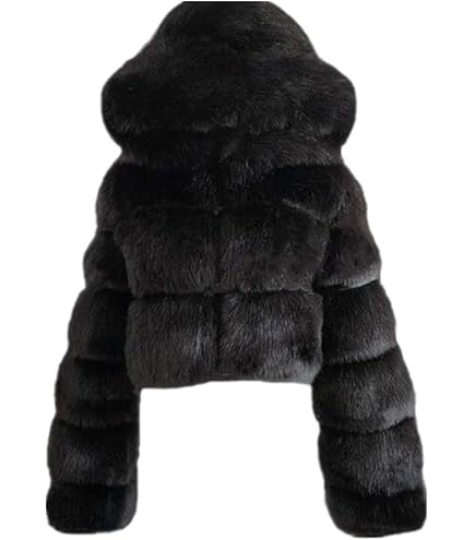 Amazon.com: PLAZRU Short Faux Fur Coat for Women Zipper Up Hooded