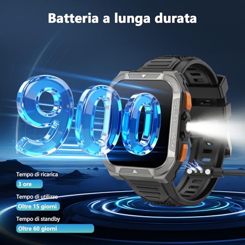 Blackview Men's Smartwatch, Fitness Smart Watch with Bluetooth Calls, 1.91 Inch GPS Smartwatch Military Men 115+ Sports Modes, Heart Rate Monitor, SpO2, Torch, Bussla for Android iOS