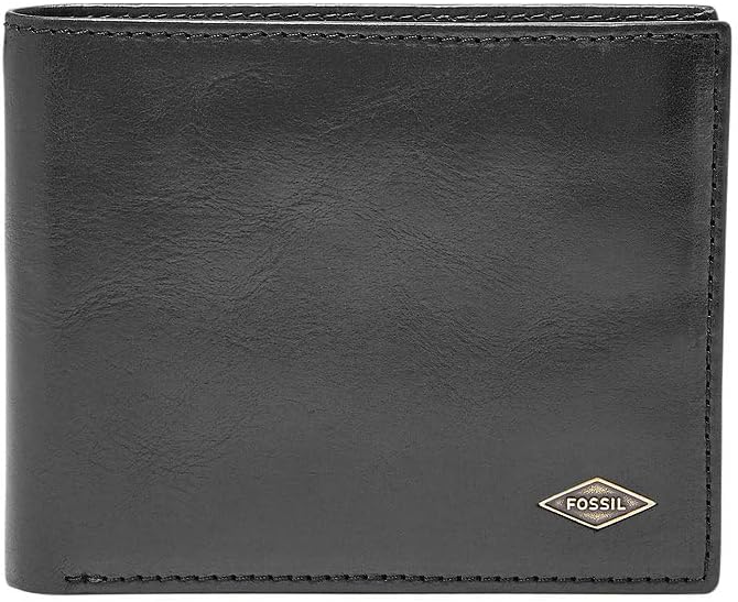 Carteira masculina Ryan, em pele preta dobrável, 10,8 cm de comprimento x 1,91 cm de largura x 8,89 cm de altura ML3729001