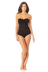 Anne Cole Women's Solid Twist Front Shirred Bandeau