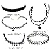 5 PCS Women's Classic Black Velvet and Black Stretch Gothic Tattoo and Black Lace Choker Necklace