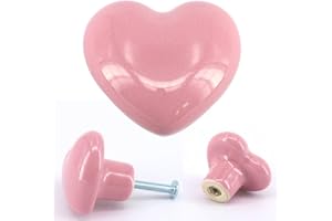 8PCS Ceramic Drawer Knobs for Kids Room Cabinet, Dresser Drawer Handles & Wardrobe Pulls, Pink Heart