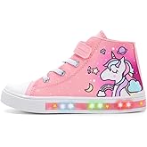EUXTERPA Kids Toddler Sneakers Light Up Flashing Shoes Girls Boys Easy Fasten High Top Walking Canvas Sneaker