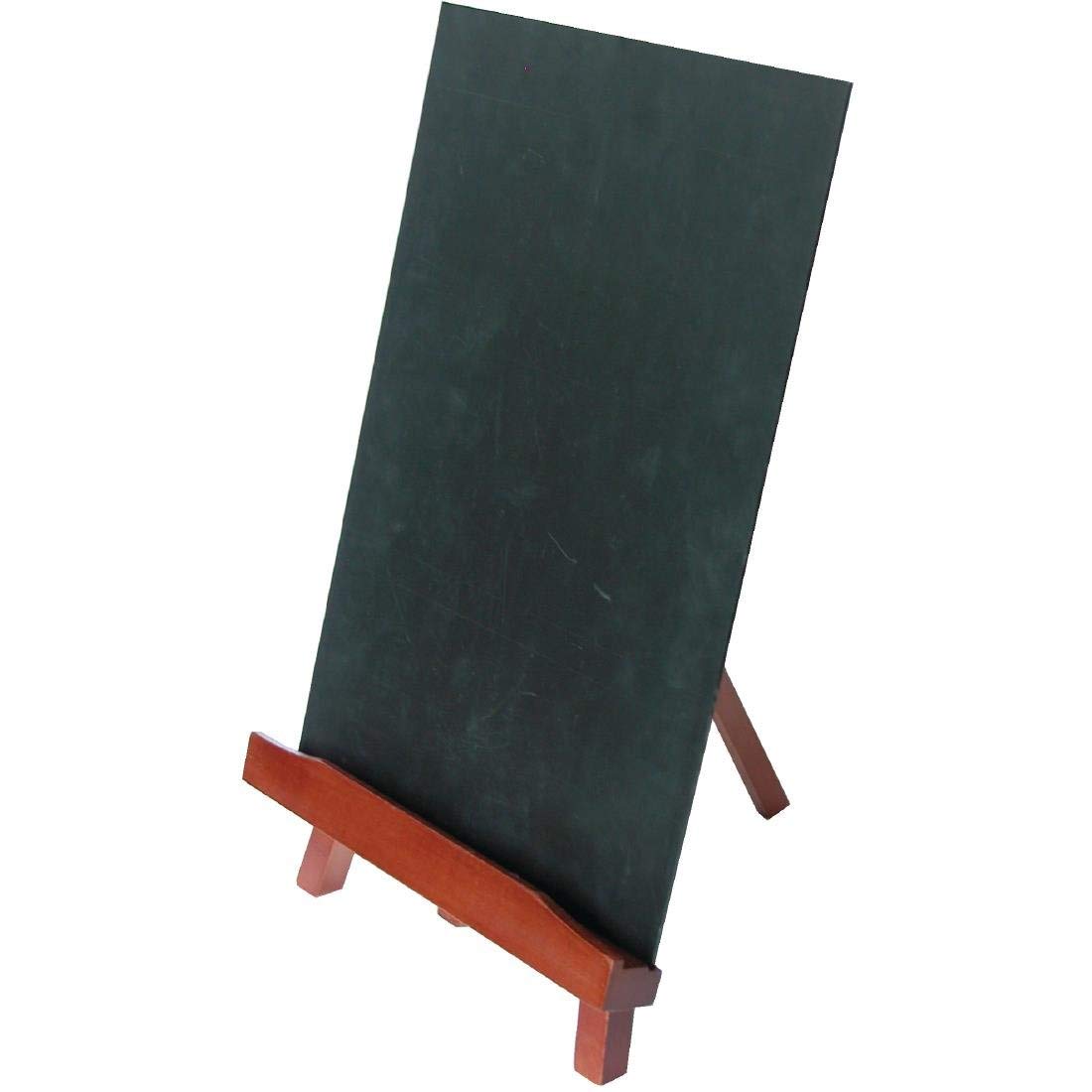 Securit A4 Size Lacquered Finish Table Easel with Chalk Board - Mahogany