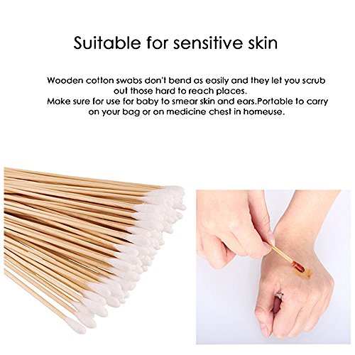 500 Pcs 6" Long Cotton Swabs with Wooden Sticks - Lint Free Gun Cleaning Swabs - Cotton Tipped Applicator for Makeup, Gun Cleaning & Lubricating, Pet Care, Hard-to-Reach Area Cleaning Tools
