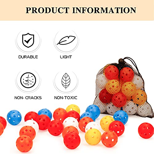50 Packs Practice Golf Balls Limited Flight Golf Balls 40mm Hollow Plastic Golf Training Balls Colored Airflow Golf Balls for Swing Practice Driving Range Home Use Indoor (H01)