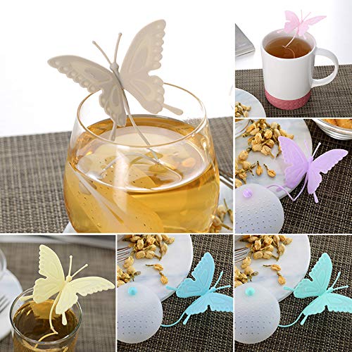 Tvoip Teesieb in Schmetterlingsform, ungiftig, wiederverwendbar, Silikon, 5 Stück – Bild 3