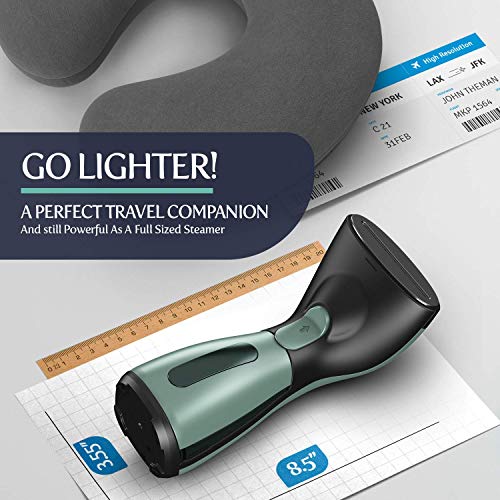 iSteam Steamer for Clothes [Luxury Edition] Powerful Dry Steam. Multi-Task: Fabric Wrinkle Remover- Clean- Refresh. Handheld Clothing Accessory. for All Kind of Garments. Home/Travel [220V Green] - Thumbnail 6