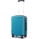 Hanke Hardside Carry-On Luggage 22x14x9 Airline Approved, 20 Inch Hard Shell Suitcases with Spinner Wheels, PC Hardshell Small Rolling Suitcase for Women Men with Tsa Lock(Caribbean Blue)