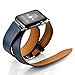 Maxjoy Compatible with Apple Watch Band, 42mm 44mm 45mm 46mm 49mm Leather Bands Strap with Compatible with Apple iWatch Ultra 2 SE Series 10 9 8 7 6 5 4 3 2 1 Sport Edition, Dark Blue