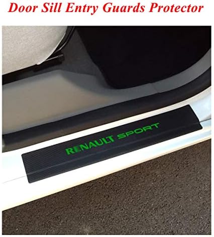 Door sill protector film with Renault sport logo, door sill plate protector film stickers, Door sill entry guards protector stickers, door Sill Scuff Plate Protector Stickers for Renault series Green