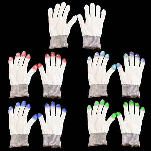 Fun Central G219, 2 Pcs, White LED Light Up Gloves, Finger Light Gloves