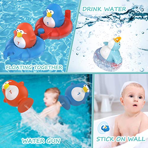 Bath Toys Bathtub Toy for Toddlers Kids Babies 2 3 4 5 Years Old Boys and Girls, 1 Floating Penguin with Music and LED light, 2 Squirting Cute Penguins Toy Baby Bath Toy Birthday Gift Ideal Color Box