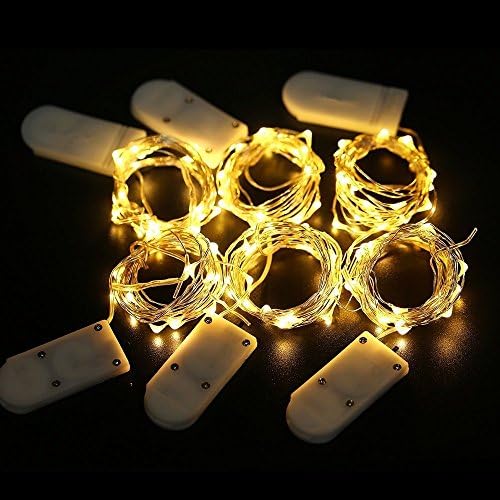 6 Pack Fairy String Light 6.6 Ft Battery Starry Light Fairy LED Strip Festival Lighting for Bedroom Wedding Patios Garden Party ( Copper Wire Lights, Warm White )