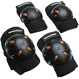Mongoose Youth BMX Bike Gel Knee and Elbow Pad Set, Multi-Sport Protective Gear, Black/Orange