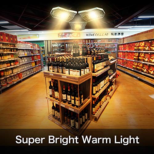 Tribright Garage Light 3000K Warm White Tribrite Led Adjustable Light 6000 Lumens 60W Deformable Lamp, CRI80+ LED Shop Lights for Garage Basement Barn(Warm Light,Not Motion Activatedï¼‰