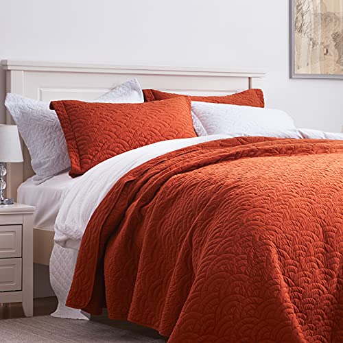 SunStyle Home Quilt Set King Burnt Orange Lightweight Bedspread