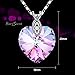 SUE'S SECRET Love Heart Crystal Pendant Purple Pink Heart Shape Necklace with Crystal, Birthstone Necklace, Braveheart Pendant Necklace, Woman Fashion Jewelry Heart Necklace