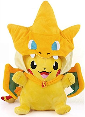 New Pokemon Pikachu With Charizard hat Plush Soft Toy Stuffed Animal Doll 9''