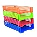 4-Tier - Plastic Desk Letter Organizer Tray Stackable Desktop Paper Holder, 4 Color Set