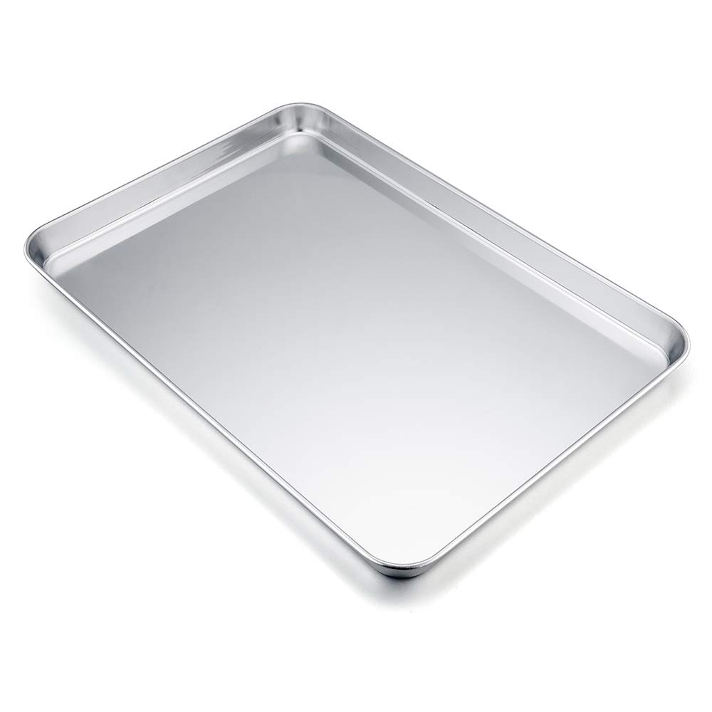 Baking Tray, Stainless Steel Baking Sheet Cookie Tray Professional, 40 x 30 x 2.5 cm, Non Toxic & Healthy, Mirror Finish & Rust Free, Easy Clean & Dishwasher Safe